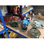 12 assorted art glass figures including clowns, elephants, dog, birds etc.