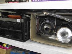 A large selection of 60's and 70's lamps and head lamps, trim etc.