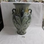 A Doulton Lambeth large vase with floral pattern bearing marks FEL (Francis E Lee?) and MB (Maude