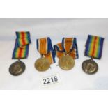 2 WW1 war medals and 2 WW1 victory medals attributed to 26060A Cpr W A Sears,