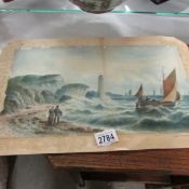 An unframed 19th century watercolour entitled 'The Beach Lighthouse, St.