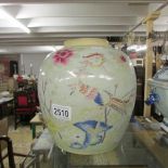 A Chinese hand decorated ginger jar, missing lid.
