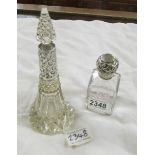 2 glass scent bottles.