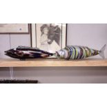 2 large Murano glass fish