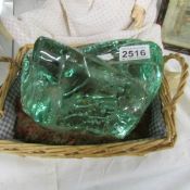 An unusual art glass block,.