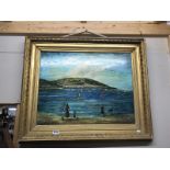 A gilt framed oil on board painting of Appledore, signed S Bonney.