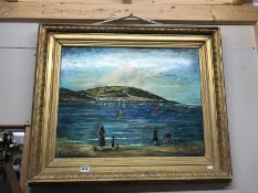 A gilt framed oil on board painting of Appledore, signed S Bonney.