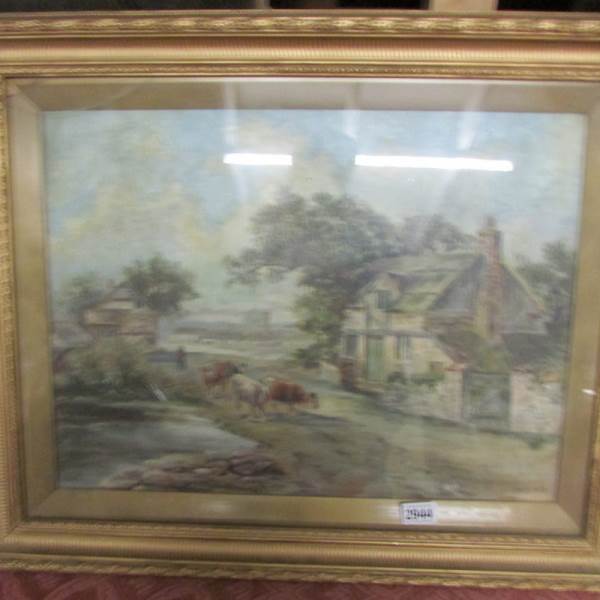 A framed and glazed rural scene signed W R Medd.