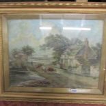 A framed and glazed rural scene signed W R Medd.