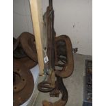 A large "G clamp" footpump and pipe cutter and grinder