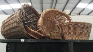 5 wicker baskets of varying sizes & types