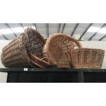 5 wicker baskets of varying sizes & types