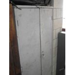 A 2 door metal storage cabinet
