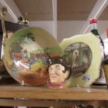 A Royal Doulton character jug, plate and dish.