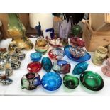 21 assorted art glass bowls & vases