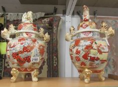 A pair of Satsuma temple jars (one badly a/f).