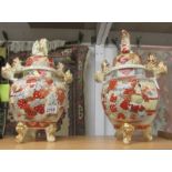 A pair of Satsuma temple jars (one badly a/f).