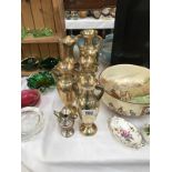 A collection of brass vases (6 in total)