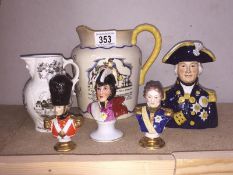 5 military themed items - Royal Doulton 'Sea Shanty jug' A/F, Wood & Son Lord Nelson character jug,