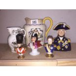 5 military themed items - Royal Doulton 'Sea Shanty jug' A/F, Wood & Son Lord Nelson character jug,