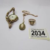 A ladies Buren wristwatch in 9ct gold case (HM London import, 1930),