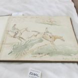 A hunting diary from 1913 containing 27 pages of sketches and notes from Lincolnshire hunts and