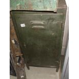 A metal storage cabinet