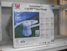 A boxed Bestway flower clear 1/20 HP filter pump