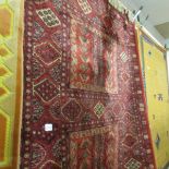 A red patterned rug.