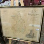 A framed and glazed engraving of a map of Cambridgeshire surveyed by C & J Greenwood,