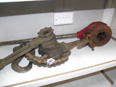 A Yale crank winch and one other