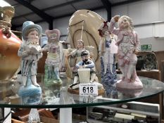 4 biscuit porcelain figurines of 18th century children & 2 others
