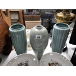 3 pottery vases