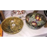 A Crown Ducal bowl and a Kirsty Jayne hand painted and decorated bowl depicting fruit