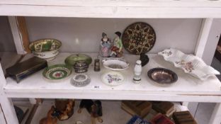 A mixed lot of china and metalware including Doulton, Worcester etc.