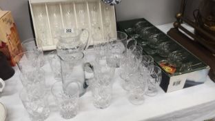 A quantity of drinking glasses and jugs