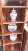 A quantity of miscellaneous including a 'coal' locomotive, a pair of oriental posy vases,