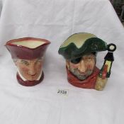 2 Royal Doulton character jug being The Smuggler and The Cardinal.