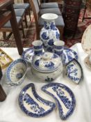 A collection of blue 7 white dishes with further Chinese blue & white ceramics (10 in total)