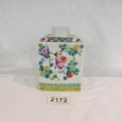 A Chinese porcelain tea caddy, a/f.