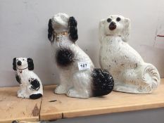 3 Victorian Staffordshire dogs