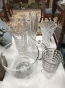 A quantity of glass vases etc.