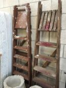 2 sets of wooden step ladders