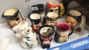 9 Staffordshire caricature jugs