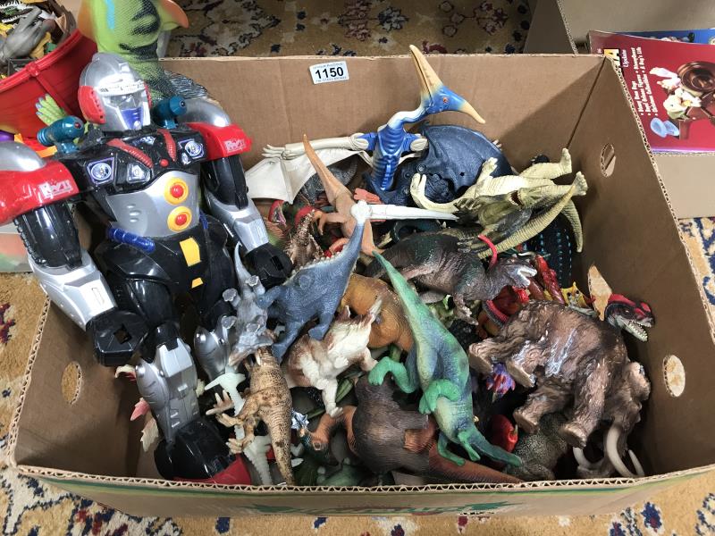 A collection of plastic model monsters & dinosaurs & a robot warrior etc.