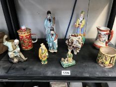 A collection of Chinese figures together with other Oriental china