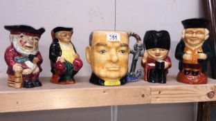 5 Toby jugs by Shorter including Churchill.