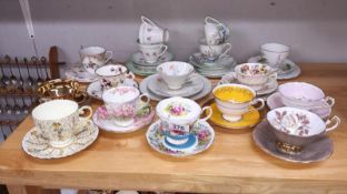 A mixed lot of porcelain cups and saucers including Paragon, Royal Doulton etc.