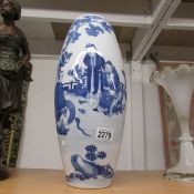 A tall blue and white Chinese vase, a/f.