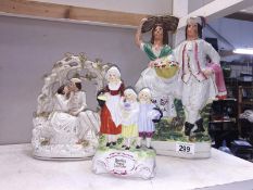 2 Victorian Staffordshire figures and a Yardley's figure